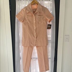 Vintage 60s/70s Striped Peach Women's Pants & Jumpsuit Set NWT Deadstock
